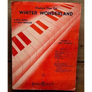 Winter Wonderland Simplified Piano Solo Sheet Music Vintage Dick Smith 1934